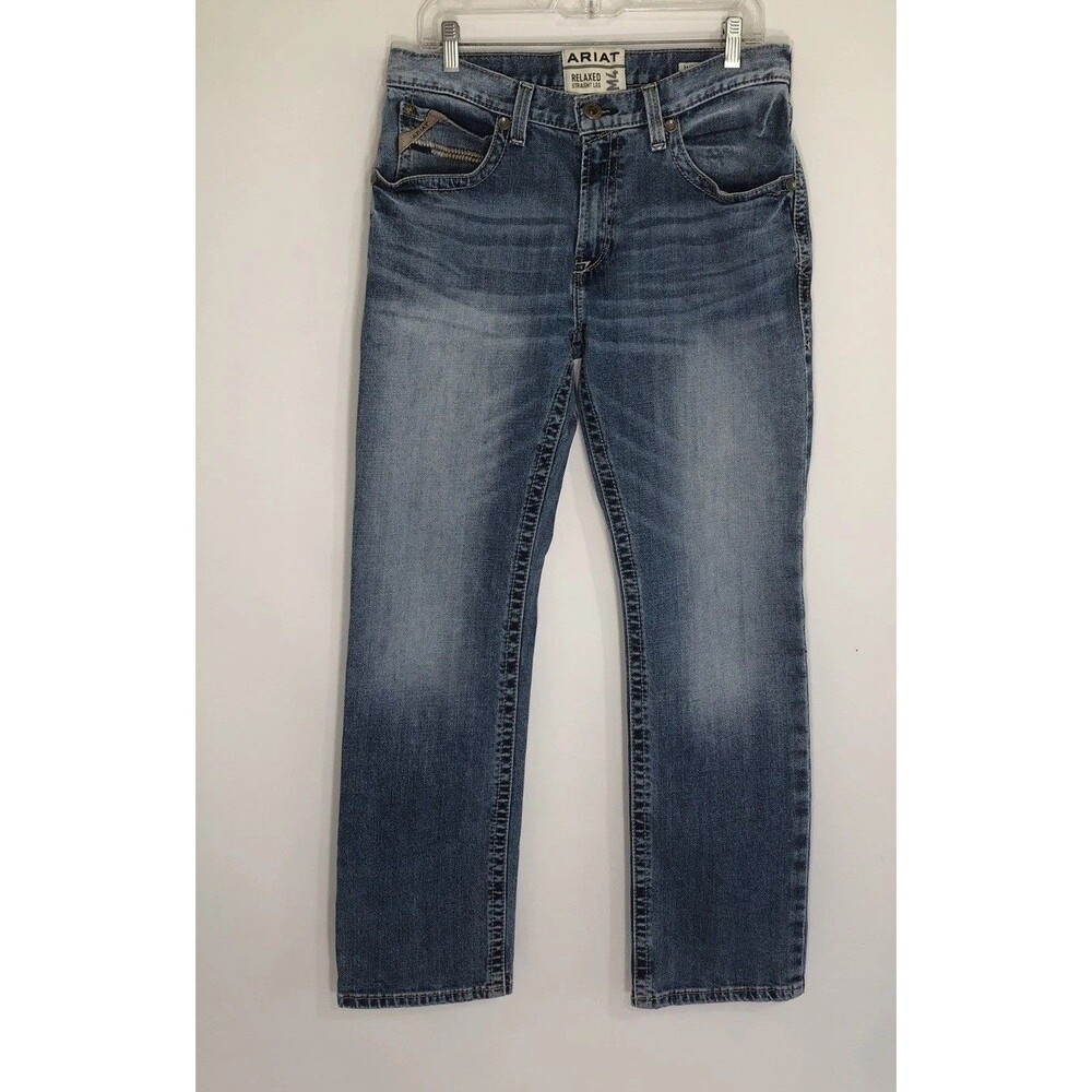 Mens Ariat M4 Longspur Straight Leg Jeans 33x32 Blue Denim Dakota